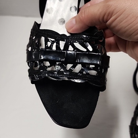 Christian Lacroix polka dot cut out sling back heels - Picture 4 of 12